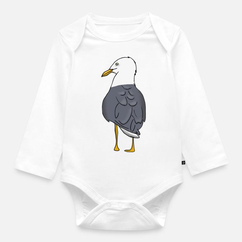 Möwe - Baby Bio-Langarm-Body - Weiß