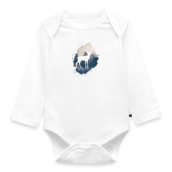 nature,nature,deer,trees,mountains,landscape,forest - Organic Longsleeve Baby Bodysuit - white - Front