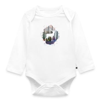 nature,nature,deer,trees,mountains,landscape,forest - Organic Longsleeve Baby Bodysuit - white - Front