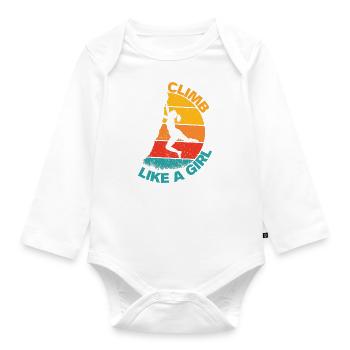 Vintage Retro Climb Like A Girl Rock Climbing - Organic Longsleeve Baby Bodysuit - white - Front