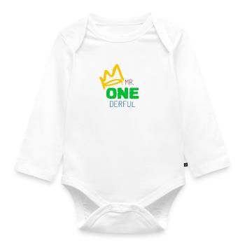 Erster Geburtstag Junge - Baby Bio-Langarm-Body - Weiß - Vorne