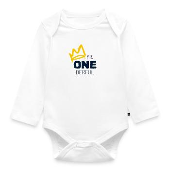 Erster Geburtstag Junge - Baby Bio-Langarm-Body - Weiß - Vorne