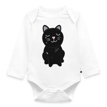 Black Cat - Body Bébé bio manches longues - blanc - Devant