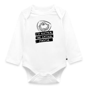 Manger des pâtes nouilles spaghetti Lover - Body Bébé bio manches longues - blanc - Devant