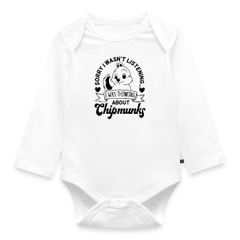 Thinking About Chipmunks Cute Forest Animal - Organic Longsleeve Baby Bodysuit - white - Front