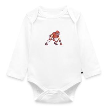 Game Day Football Defense Tackle American Football - Baby Bio-Langarm-Body - Weiß - Vorne