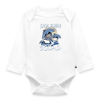 Cute Dolphin Squad Animaux marins Océan - Body Bébé bio manches longues - blanc - Devant