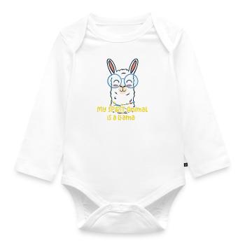Le lama est mon animal préféré - Body Bébé bio manches longues - blanc - Devant