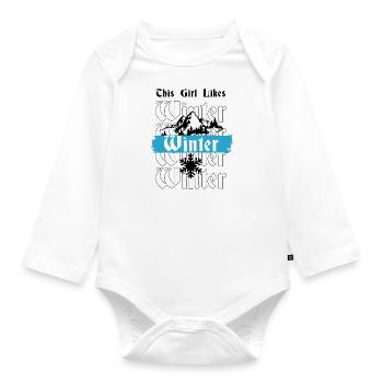 Une fille aime la saison hivernale confortable et - Body Bébé bio manches longues - blanc - Devant