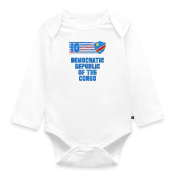 Demokratische Republik Kongo Fußball Mannschaft - Baby Bio-Langarm-Body - Weiß - Vorne