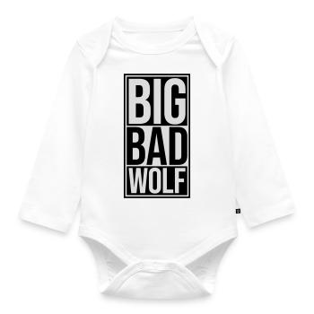 big bad wolf quote - Organic Longsleeve Baby Bodysuit - white - Front