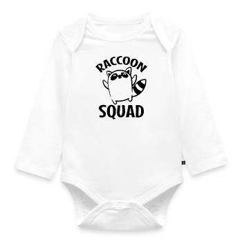 Raccoon Squad Wilderness Wild Animal - Organic Longsleeve Baby Bodysuit - white - Front