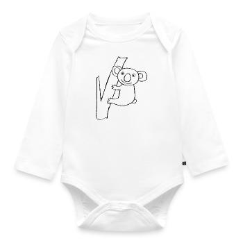 Dessin mignon de koala animalier - Body Bébé bio manches longues - blanc - Devant