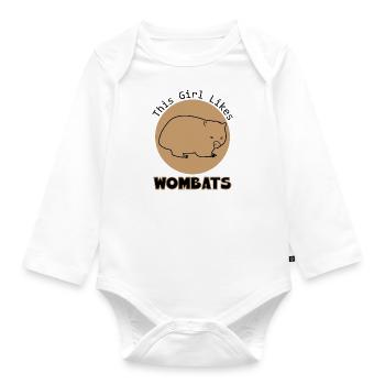 Une fille aime les wombats, un animal australien - Body Bébé bio manches longues - blanc - Devant