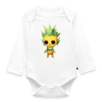 Alien Ananas Fusion: Punk-Frisur Außerirdischer - Baby Bio-Langarm-Body - Weiß - Vorne
