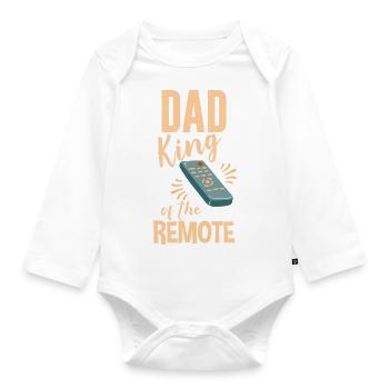 Dad King Of The Remote 4 - Organic Longsleeve Baby Bodysuit - white - Front
