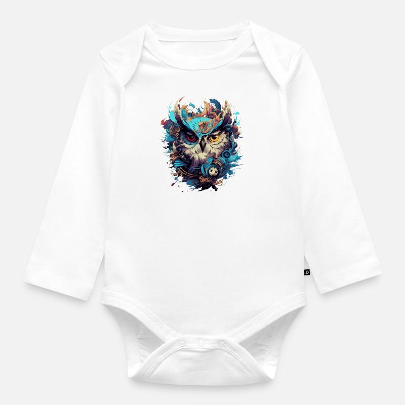 Chouette Steampunk cool - Body Bébé bio manches longues - blanc