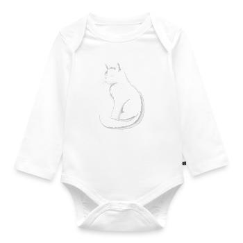 Pencil drawing of a cat - Organic Longsleeve Baby Bodysuit - white - Front