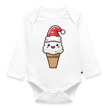 Eis Weihnachten Lecker - Baby Bio-Langarm-Body - Weiß - Vorne