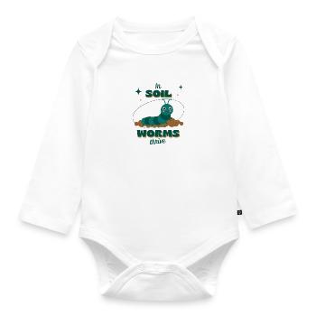 In Soil Worms Thrive - Organic Longsleeve Baby Bodysuit - white - Front