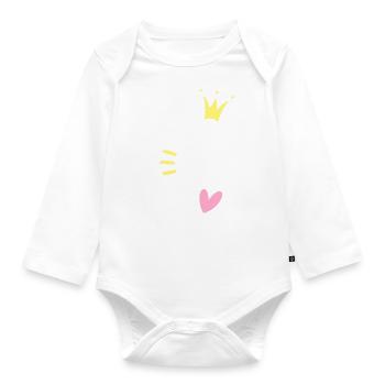 Letter N Initial Letter Crown - Organic Longsleeve Baby Bodysuit - white - Front