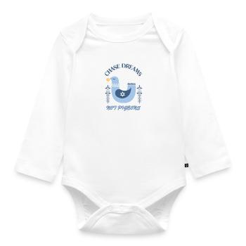 Chase Dreams not Pigeons - Organic Longsleeve Baby Bodysuit - white - Front