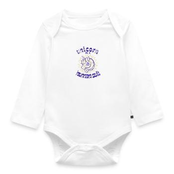 Unicorn in a Human Suit - Organic Longsleeve Baby Bodysuit - white - Front