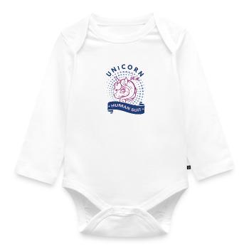 Unicorn in a Human Suit - Organic Longsleeve Baby Bodysuit - white - Front