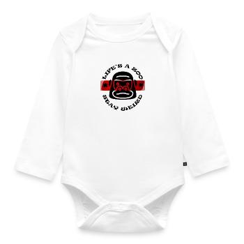Life is a Zoo Stay Weird - Organic Longsleeve Baby Bodysuit - white - Front