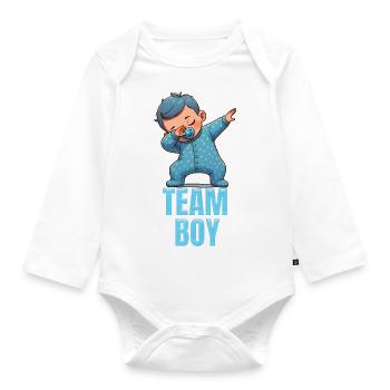 Gender Reveal Party Team Boy Baby Announcement - Organic Longsleeve Baby Bodysuit - white - Front
