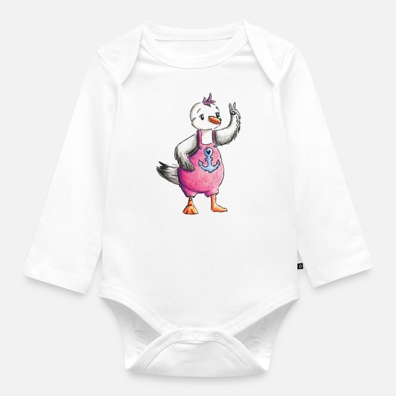 Möwe Peace - Baby Bio-Langarm-Body - Weiß