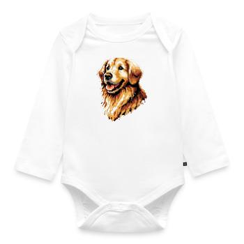 Pixel Golden Retriever - Organic Longsleeve Baby Bodysuit - white - Front
