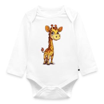 Bunte Cartoon Giraffe - Baby Bio-Langarm-Body - Weiß - Vorne