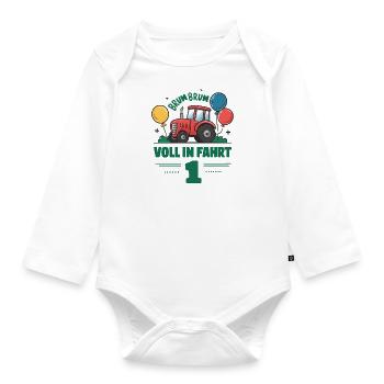 Cool tracteur 1er anniversaire : Cadeau le plus vendu ! - Body Bébé bio manches longues - blanc - Devant