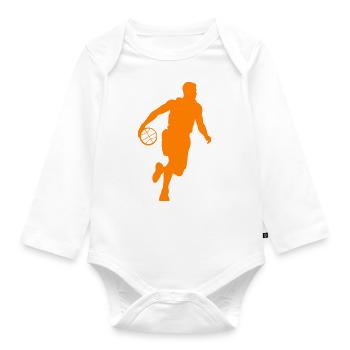 Basketballer Symbol Basketball Spieler Mann - Baby Bio-Langarm-Body - Weiß - Vorne