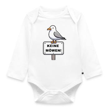 Freche Möwe auf Möwen Verbotsschild Schild Zeichen - Baby Bio-Langarm-Body - Weiß - Vorne