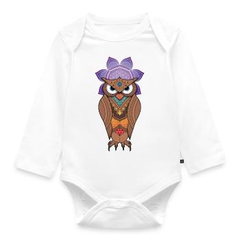 Eule - Baby Bio-Langarm-Body - Weiß - Vorne