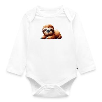 Baby Sloth Polygon Rest Relaxation Relax Break - Organic Longsleeve Baby Bodysuit - white - Front