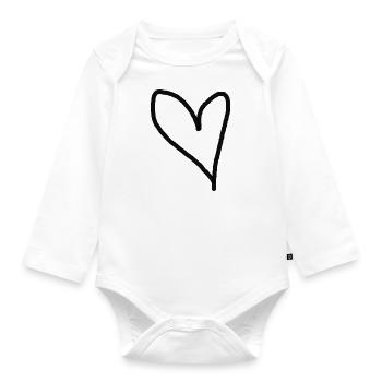 Herz schwarz Geschenkidee Liebe verliebt - Baby Bio-Langarm-Body - Weiß - Vorne