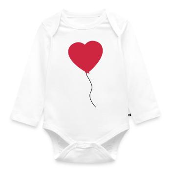 Love Heart Balloon - Organic Longsleeve Baby Bodysuit - white - Front