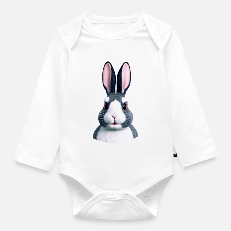 Lapin - Pas seulement à Pâques - Body Bébé bio manches longues - blanc