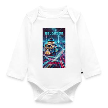 Belgrade Serbia Skyline Design - Organic Longsleeve Baby Bodysuit - white - Front