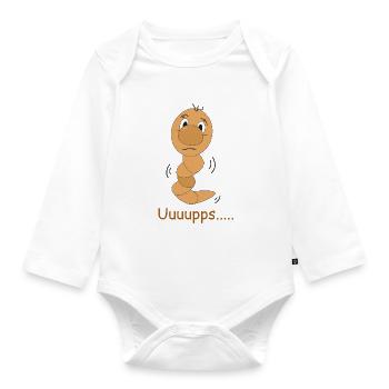 Uuuupps... Drôle de ver avec un moment de choc - Body Bébé bio manches longues - blanc - Devant