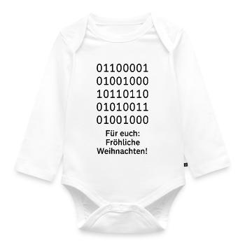 Binary Code Christmas Magic - Organic Longsleeve Baby Bodysuit - white - Front