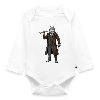 Wolf Steampunk Captain Spyglass Aristocrat - Organic Longsleeve Baby Bodysuit - white - Front