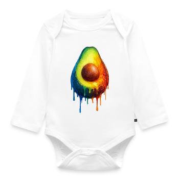 Avocado with a colorful gradient - Organic Longsleeve Baby Bodysuit - white - Front