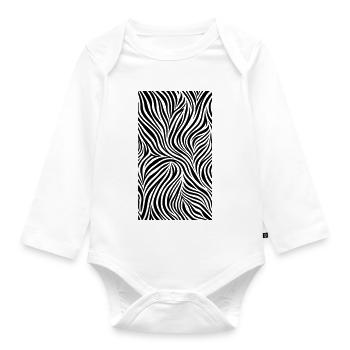 Zebrastreifen Zebra Muster Streifen schwarz weiß - Baby Bio-Langarm-Body - Weiß - Vorne