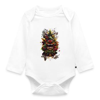 Totem psychédélique de la Corolla - Body Bébé bio manches longues - blanc - Devant