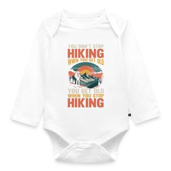 Hiking Mountain Trail Backpacking Outdoors Poaching - Organic Longsleeve Baby Bodysuit - white - Front