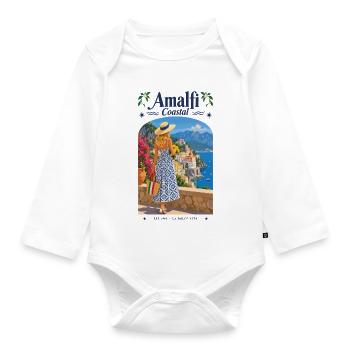Amalfi Küstenblick Kleid-Print - Baby Bio-Langarm-Body - Weiß - Vorne